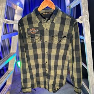Harley-Davidson Men's Buffalo Plaid Slim Fit Long Sleeve Shirt, Green